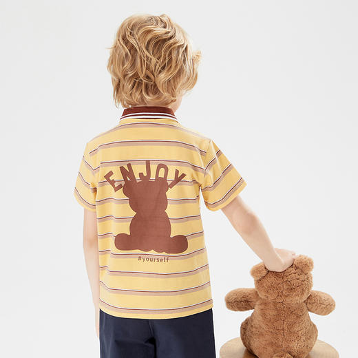 mettekids儿童短袖T恤立领洋气新款条纹透气男童上衣polo衫夏装 商品图2