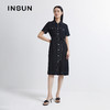 INSUN恩裳2022夏季新款时尚腰带设计休闲工装感醋酸牛仔连衣裙9C32205160 商品缩略图0