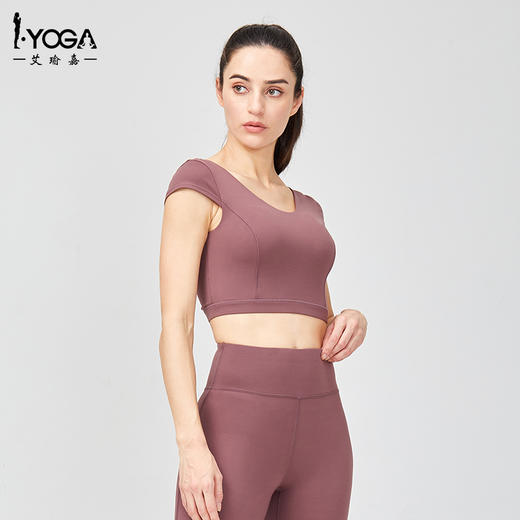 IYOGA运动健身衣春夏季瑜伽服t恤女短袖跑步性感速干紧身吸湿透气上衣BRA065 商品图2