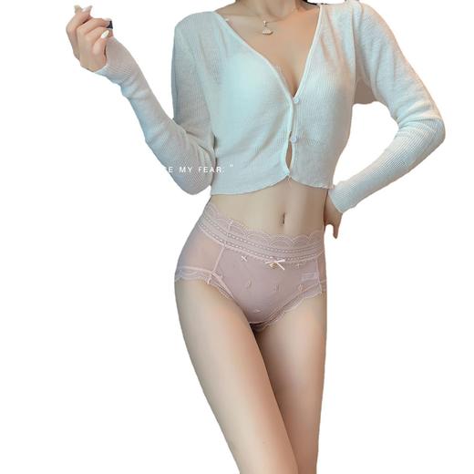 2022高品质夏季薄款日系少女甜美蕾丝内裤 独立包装性感网纱女士三角裤中腰棉短内裤 商品图4