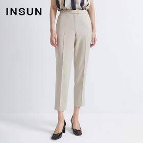 INSUN恩裳2022夏新品舒适麻感肌理百搭小脚西装裤9C32220030