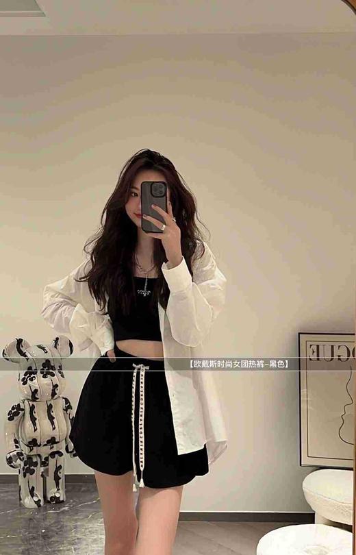 华夫格泡芙休闲短裤女2023夏季新款韩版宽松抽绳运动热裤 商品图1