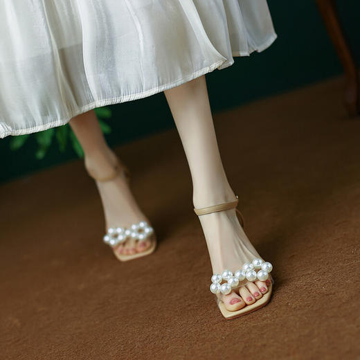 优雅百搭，珍珠仙女水晶跟凉鞋WC-M9668 商品图5