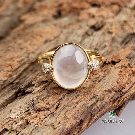 派瑞翡翠 18k金翡翠戒指 冰种 无色 商品图2