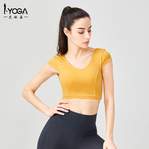IYOGA运动健身衣春夏季瑜伽服t恤女短袖跑步性感速干紧身吸湿透气上衣BRA065 商品图1
