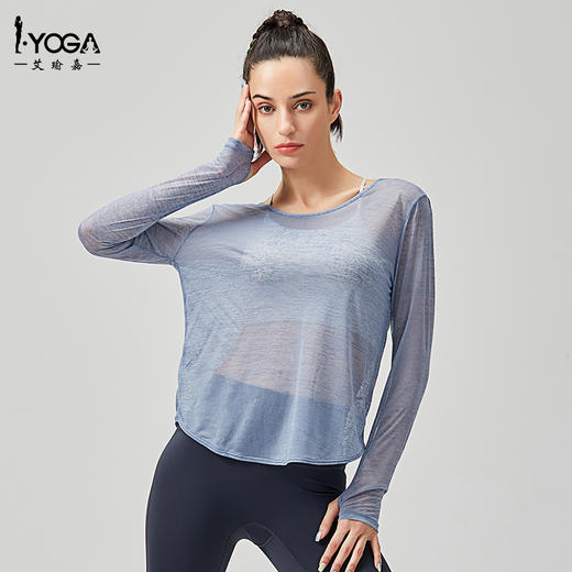 IYOGA健身服罩衣透气夏季薄款速干长袖运动瑜伽服美背性感训练服女上衣T039 商品图1