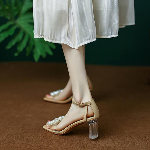 优雅百搭，珍珠仙女水晶跟凉鞋WC-M9668 商品图6