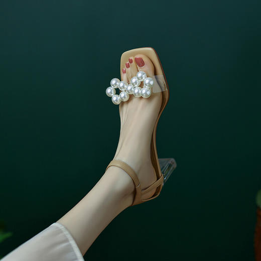 优雅百搭，珍珠仙女水晶跟凉鞋WC-M9668 商品图4