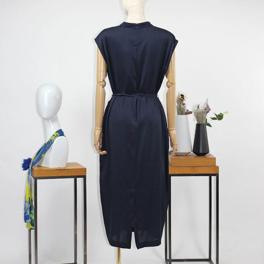 FOCALS福柯斯夏季桑蚕丝圆领无袖印花中长款连衣裙FRRBX162BV 商品图2