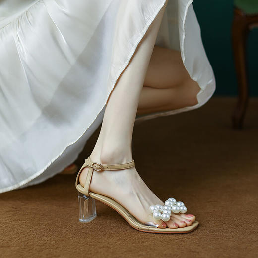 优雅百搭，珍珠仙女水晶跟凉鞋WC-M9668 商品图8