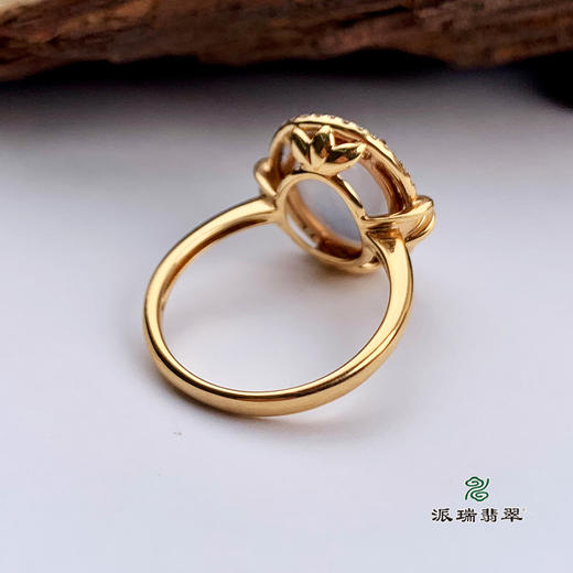 派瑞翡翠 18k金翡翠戒指 冰种 无色 商品图2