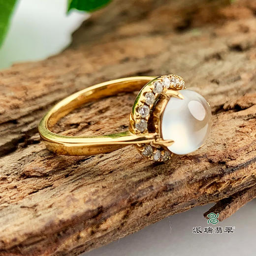 派瑞翡翠 18k金翡翠戒指 冰种 无色 商品图2