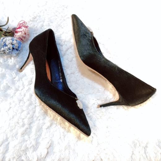 IUIU SECOND 气质马毛尖头高跟鞋浅口单鞋U29CE32881 商品图2