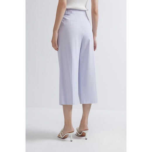 INSUN恩裳2022夏季新品时尚裤中叠褶造型感百搭直筒阔腿休闲裤9C32220086 商品图3