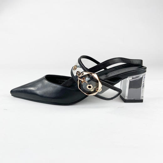 IUIU SECOND 春夏羊皮尖头粗跟后空凉鞋高跟鞋U29AH14981 商品图2