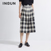 INSUN恩裳2022夏季新款时尚黑白撞色格纹层次感收褶醋酸半身裙9C32250050 商品缩略图0