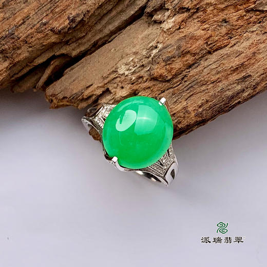 派瑞翡翠 18k金翡翠戒指 糯冰种 绿色 商品图2