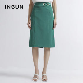 INSUN恩裳2022夏季新品精巧时尚腰部设计摩登现代感直筒半身裙9C32250046