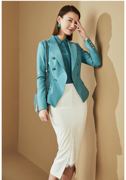 “雨后蓝”J20334624A 重磅真丝衬衫 高级的光泽感和丝滑的质感（四季可穿）颈袖添香 商品图2