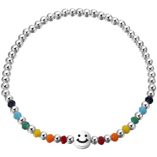 ZEGL小彩串彩虹串珠手链女生925纯银夏日多巴胺穿搭彩色笑脸手饰 商品图4