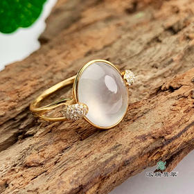 派瑞翡翠 18k金翡翠戒指 冰种 无色