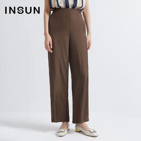 INSUN恩裳2022夏季新品时尚垂感易打理通勤经典直筒西装裤9C32220070