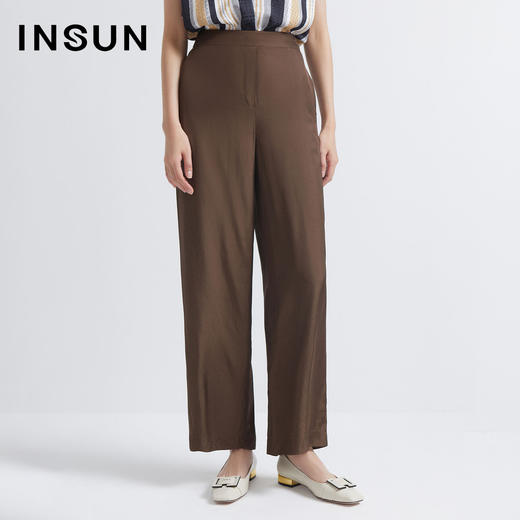 INSUN恩裳2022夏季新品时尚垂感易打理通勤经典直筒西装裤9C32220070 商品图0