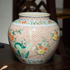 清 五彩花卉纹罐