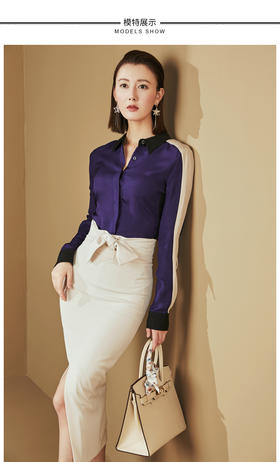 J20334599A 颈袖添香时尚OL新款时尚衬衣桑蚕丝雪纺衫衬衫女上衣 时尚单品OL衬衫（四季可穿）