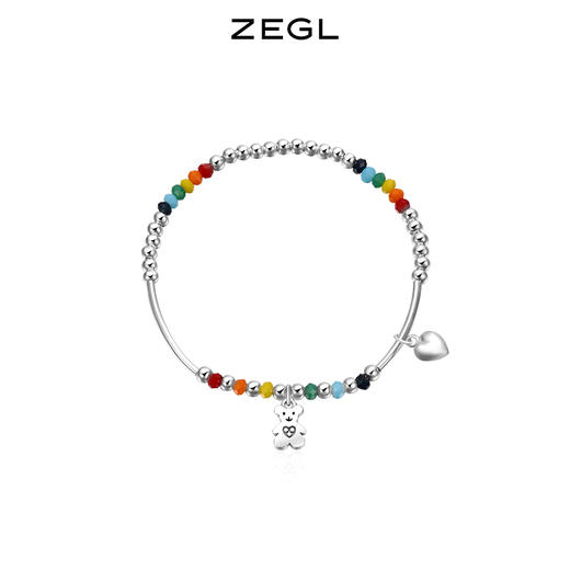 ZEGL小彩串彩虹串珠手链女生925纯银夏日多巴胺穿搭彩色笑脸手饰 商品图0