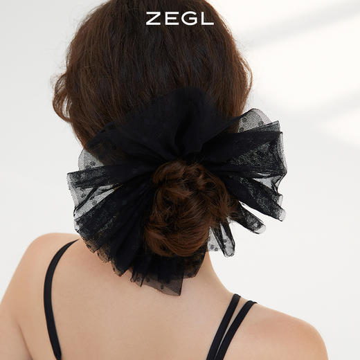 ZEGL黑色网纱发圈女高级感ins气质韩系发饰小众设计感夏季头饰品 商品图9