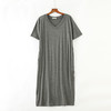 韩版V领短袖棉大码莫代尔连衣裙宽松休闲开叉长裙YHH-2009 商品缩略图5
