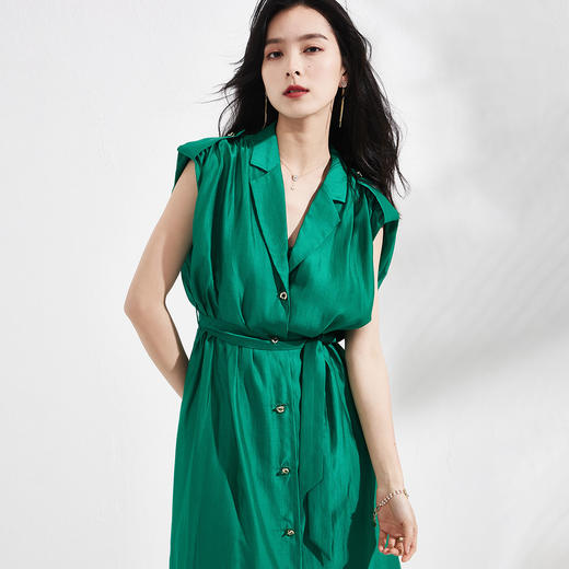 剩S/M/L/XL 芳外微透视网纱衬衫裙2022夏季新款翻领折叠衬衫连衣裙 商品图3