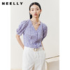 NEELLY纳俪商场同款气质V领白色衬衫女灯笼袖短款小衫简约上衣N22051B01125 商品缩略图3