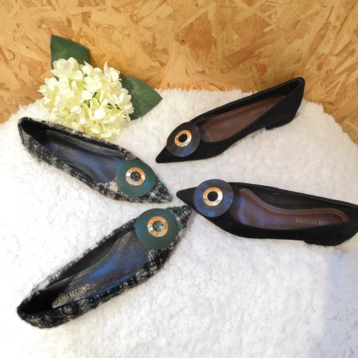 IUIU SECOND 复古时髦尖头圆扣平底鞋浅口单鞋U29CE32691 商品图6