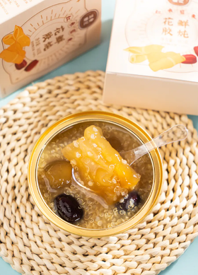 【补充胶原蛋白必吃的花胶】味美而不腥 开盖就能吃 滋阴养颜！一份含陈皮五红鲜炖花胶*2罐+奇亚籽鲜炖花胶*2罐+红枣藜麦鲜炖花胶*2罐！【滇藏J仓】