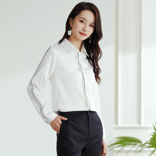 【高定款】罗蒙春秋女士长袖衬衫时尚气质简约时髦商务通勤百搭衬衣女 商品图5