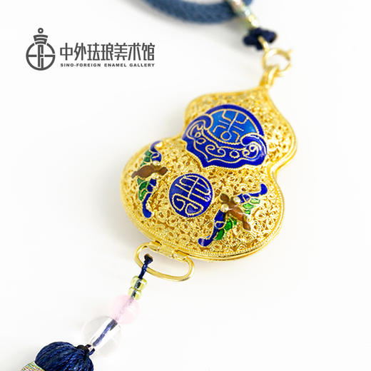 《花丝镶嵌紫禁福寿葫芦型香囊吊坠》 
（浅绿、蓝色、粉色、深绿）青金石项链 商品图4