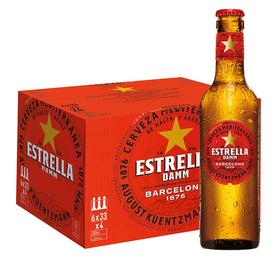 星达露(ESTRELLA DAMM) 西班牙原瓶进口大麦麦芽黄啤酒 地中海拉格啤酒整箱330ml*24支