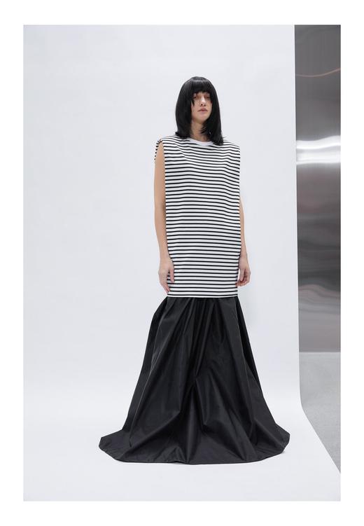 垫肩无袖之字针连衣裙 商品图0