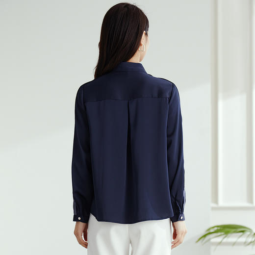 【高定款】罗蒙春秋女士长袖衬衫时尚气质简约时髦商务通勤百搭衬衣女 商品图2