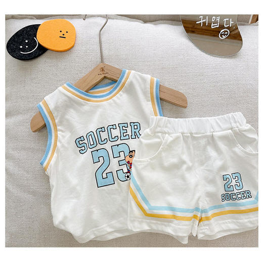 黛唯梵蜡笔小新IP联名款~夏季薄款儿童背心短裤套装男童宝宝无袖足球服 商品图5