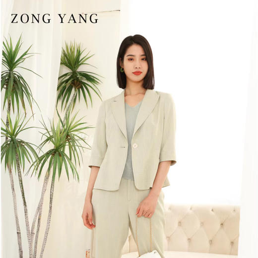 宗洋2022夏季新品七分袖西服上衣BXL3XS8069-56 商品图0