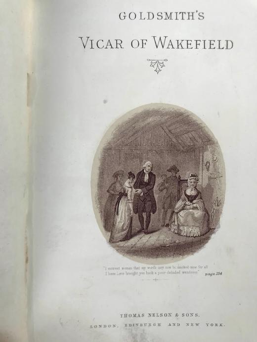 1872年 戈德史密斯《威克菲尔德牧师》 10余幅插图 漆布精装36开 商品图3