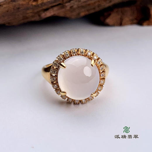 派瑞翡翠 18k金翡翠戒指 冰种 无色 商品图3