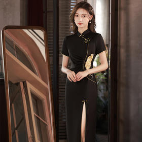 MY  2553改良高级感蚀骨长款绣花旗袍