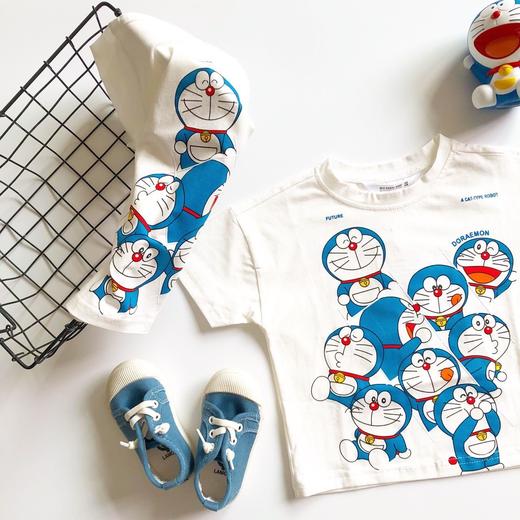 黛唯梵儿童夏装卡通哆啦A梦短袖上衣男女宝宝叮当猫可爱T恤童装圆领衣服 商品图1