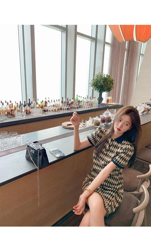 （清仓现货）【社群供W】夏 韩系菱格连衣裙 商品图6