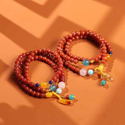 QSZB-NHSL39 民族风男女三圈南红蜜蜡手链 商品图3