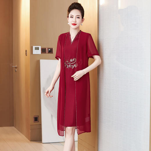 夏季两件套连衣裙礼服结婚喜婆婆婚宴高贵套装裙 LC-2242 商品图1